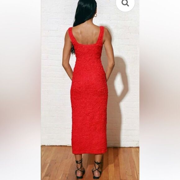 New Mara Hoffman Sloan Popcorn Midi Dress Red XS - Picture 5 of 15